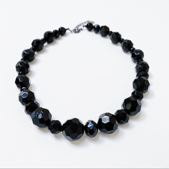 Jewelry - Chunky Faceted Bead Statement Necklace Black